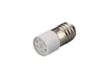 LED lampe 3-24 V, E10 hvit