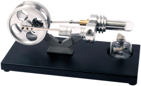 Stirlingmotor med glassylinder