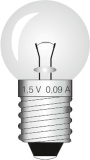 Glødelampe E10 1,5 V 0,09 A, pk a 10