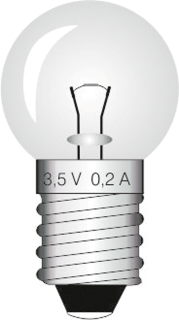 Glødelampe E10 3,5 V 0,2 A, pk a 10