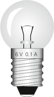 Glødelampe E10 6 V 0,1 A, pk a 10