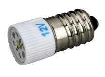 LED lampe 3-12 V, E10 hvit