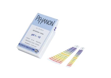 pH-papir 1-12 med påtrykt fargeskala, pk a 200